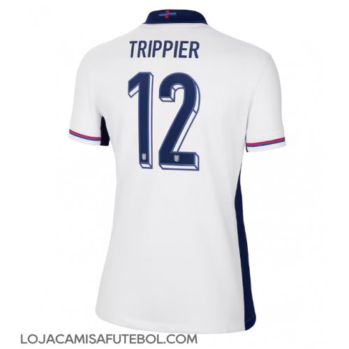 Camisa de Futebol Inglaterra Kieran Trippier #12 Equipamento Principal Mulheres Europeu 2024 Manga Curta